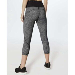 Lululemon Run The Day Crop *21” Fractal Dark Starlight Black Sz 4 EUC